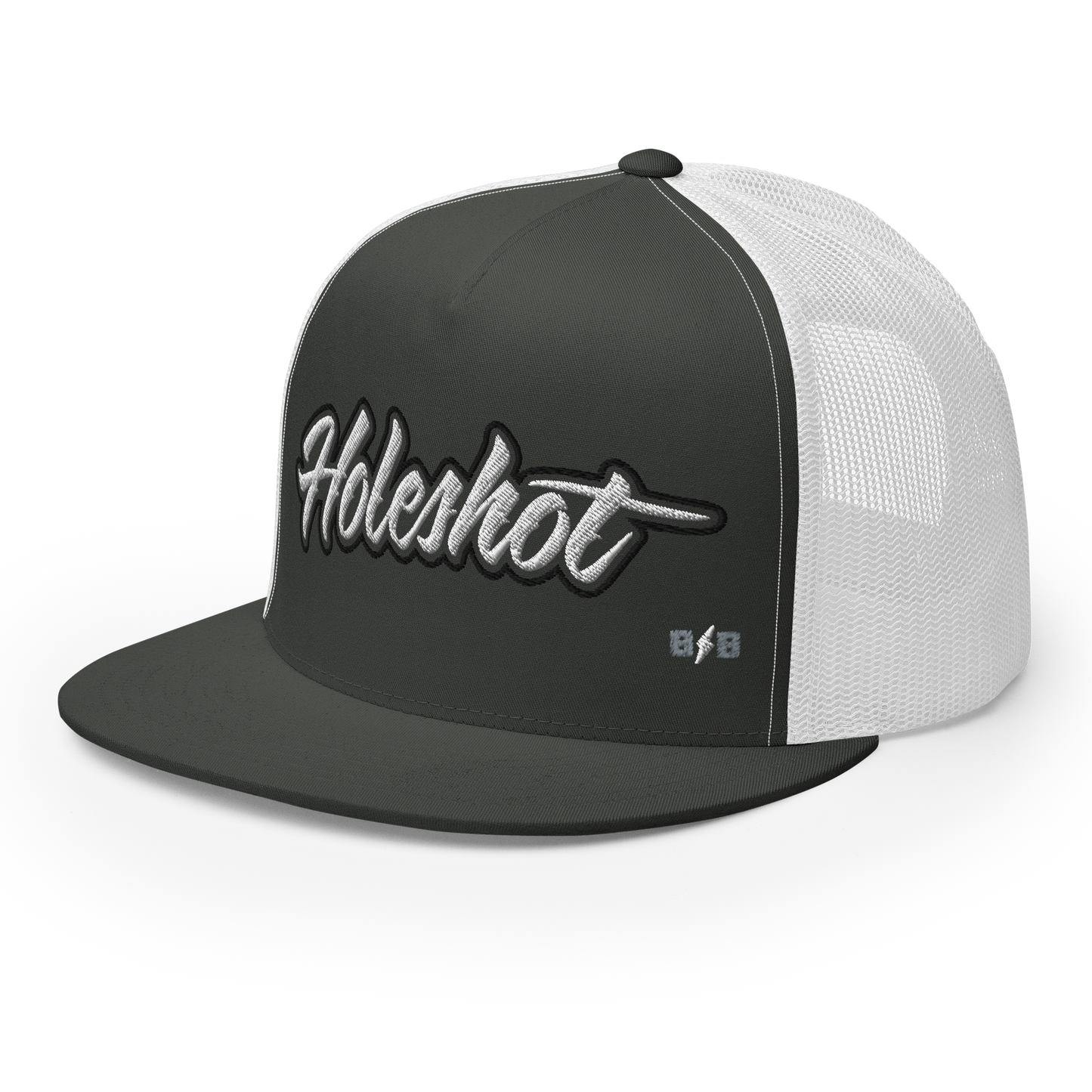Holeshot – Black & White Trucker Hat