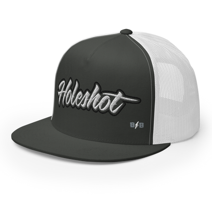 Holeshot – Black & White Trucker Hat