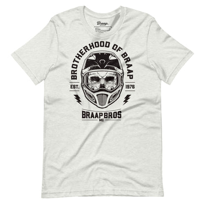 Skull and helmet design on ash t-shirt